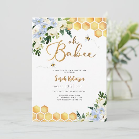 Faire-part de naissance abeille (Debout devant)