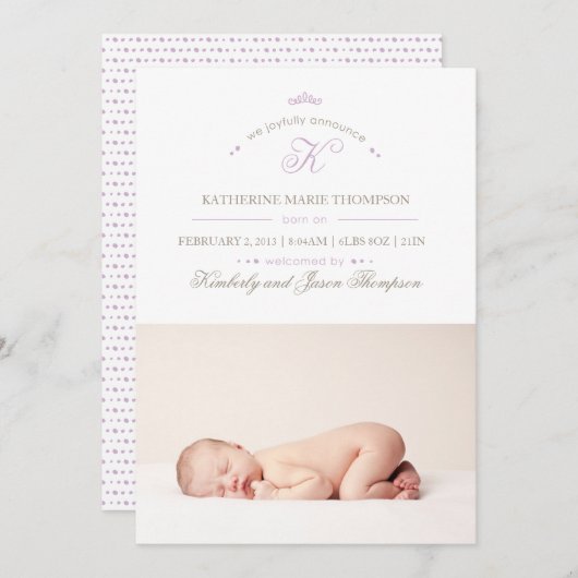 Faire-part de naissance aérien (Devant / Derrière)