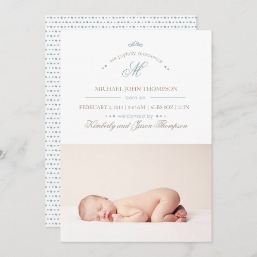 Faire-part de naissance aérien (Devant / Derrière)