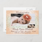 Faire-part de naissance Ange Damassé (Devant / Derrière)