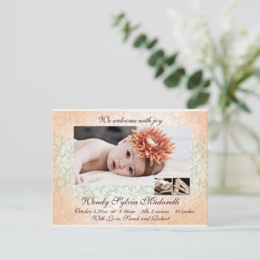 Faire-part de naissance Ange Damassé (Debout devant)