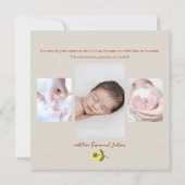 Faire-part de naissance animaux de la forêt unisex (Dos)