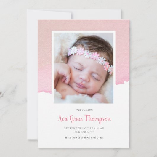 Faire-part de naissance aquarelle (Devant)