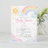 Faire-part de naissance arc-en-ciel aquarelle (Debout devant)