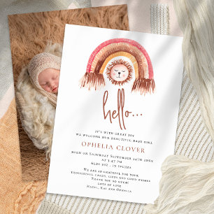 Faire-part de naissance arc-en-ciel Boho Cute Lion