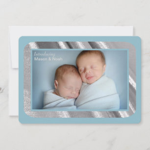 Faire-part de naissance argenté de photo de