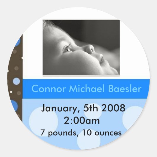 Faire-part de naissance autocollant GARY (Devant)