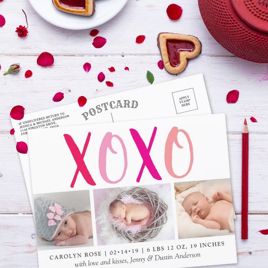 Faire-part de naissance avec 3 photos (XOXO)