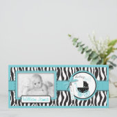 Faire-part de naissance avec accent turquoise et i (Debout devant)