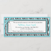 Faire-part de naissance avec accent turquoise et i (Dos)