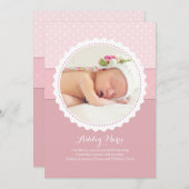 Faire-part de naissance avec cadre à bordure dente (Devant / Derrière)