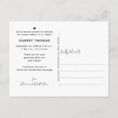 Faire-part de naissance avec calligraphie moderne  (Dos)