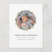 Faire-part de naissance avec couronne florale mode (Devant)