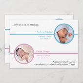 Faire-part de naissance avec deux photos de frères (Devant / Derrière)