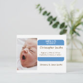 Faire-part de naissance avec étiquette nominative (Debout devant)