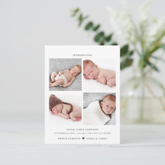 Faire-part de naissance avec grille de collage pho (Debout devant)