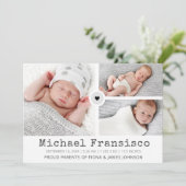 Faire-part de naissance avec grille de photos mode (Debout devant)