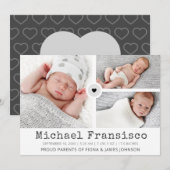 Faire-part de naissance avec grille de photos mode (Devant / Derrière)