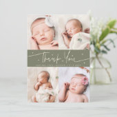 Faire-part de naissance avec grille de photos vert (Debout devant)