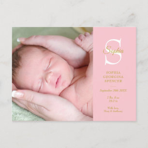 Faire-part de naissance avec monogramme de bébé fi
