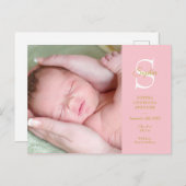 Faire-part de naissance avec monogramme de bébé fi (Devant / Derrière)