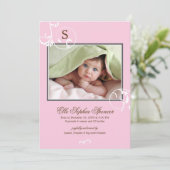 Faire-part de naissance avec monogramme et vignes (Debout devant)