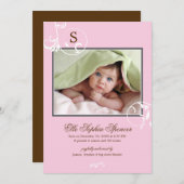 Faire-part de naissance avec monogramme et vignes (Devant / Derrière)