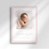 Faire-part de naissance avec nœud en vichy