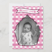 Faire-part de naissance avec photo à thème Gingham (Dos)