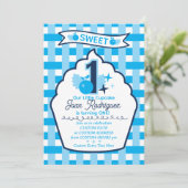 Faire-part de naissance avec photo à thème Gingham (Debout devant)