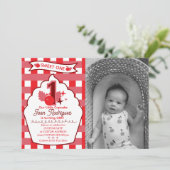 Faire-part de naissance avec photo à thème Gingham (Debout devant)