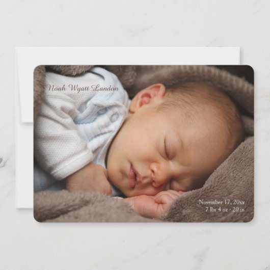 Faire-part de naissance avec photo adorable (Devant)