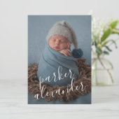Faire-part de naissance avec photo de bébé doux (Debout devant)