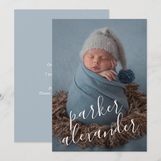 Faire-part de naissance avec photo de bébé doux (Devant / Derrière)