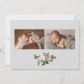 Faire-part de naissance avec photo de bébé fleuri (Dos)