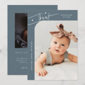 Faire-part de naissance avec photo et écriture mod (Devant / Derrière)