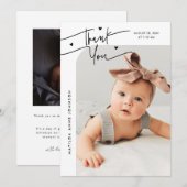 Faire-part de naissance avec photo et écriture mod (Devant / Derrière)