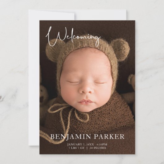 Faire-part de naissance avec photo et écriture neu (Devant)
