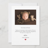 Faire-part de naissance avec photo et écriture neu (Dos)