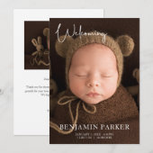 Faire-part de naissance avec photo et écriture neu (Devant / Derrière)
