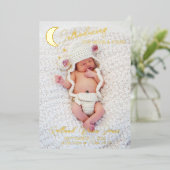 Faire-part de naissance avec photo et feuille d'or (Debout devant)