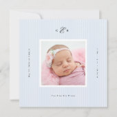 Faire-part de naissance avec photo et monogramme m (Devant)