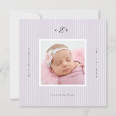 Faire-part de naissance avec photo et monogramme m (Devant)