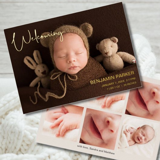 Faire-part de naissance avec photo et or | Multi-p