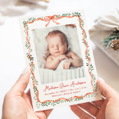 Faire-part de naissance avec ruban rouge élégant e