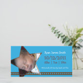 Faire-part de naissance avec thème bleu et étoile (Debout devant)