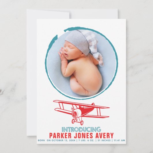 Faire-part de naissance avion (Devant)