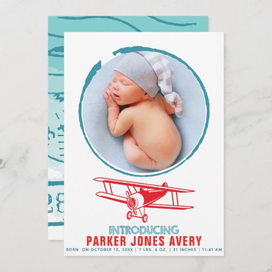 Faire-part de naissance avion (Devant / Derrière)