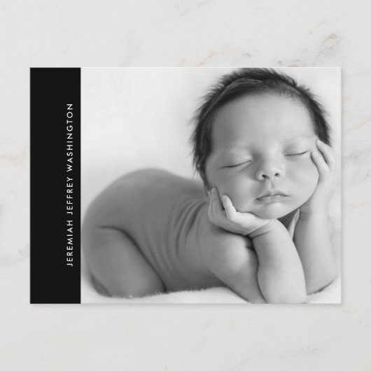 Faire-part de naissance B/N simple photo bébé (Devant)