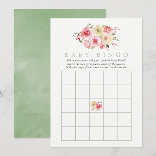 Faire-part de naissance Baby Bingo avec des tons d (Devant / Derrière)